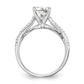 14k White Gold Peg Set Simulated Diamond Criss Cross Engagement Ring