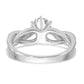 14k White Gold Peg Set Simulated Diamond Criss Cross Engagement Ring