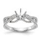 14k White Gold Peg Set Simulated Diamond Criss Cross Engagement Ring