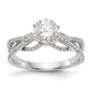 14k White Gold Peg Set Simulated Diamond Criss Cross Engagement Ring
