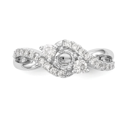 14k White Gold Simulated Diamond Criss Cross Engagement Ring