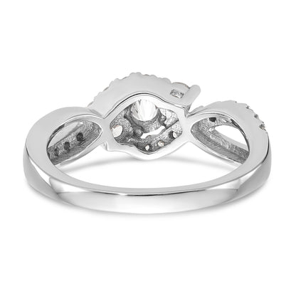 14k White Gold Simulated Diamond Criss Cross Engagement Ring
