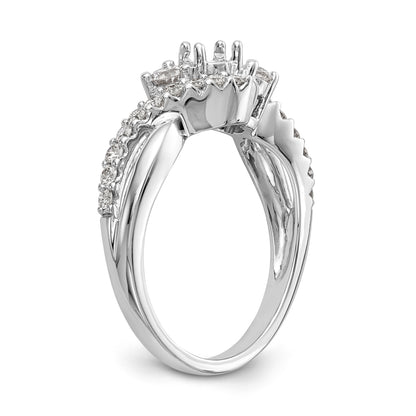 14k White Gold Simulated Diamond Criss Cross Engagement Ring