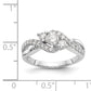 14k White Gold Simulated Diamond Criss Cross Engagement Ring