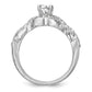 14k White Gold Peg Set Simulated Diamond Criss Cross Engagement Ring