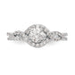 14k White Gold Peg Set Simulated Diamond Criss Cross Engagement Ring