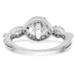14k White Gold Peg Set Simulated Diamond Criss Cross Engagement Ring
