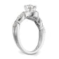 14k White Gold Peg Set Simulated Diamond Criss Cross Engagement Ring