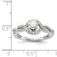 14k White Gold Peg Set Simulated Diamond Criss Cross Engagement Ring