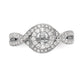 14k White Gold Peg Set Simulated Diamond Criss Cross Engagement Ring