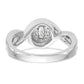 14k White Gold Peg Set Simulated Diamond Criss Cross Engagement Ring