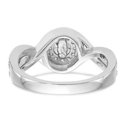 14k White Gold Peg Set Simulated Diamond Criss Cross Engagement Ring