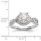 14k White Gold Peg Set Simulated Diamond Criss Cross Engagement Ring