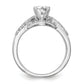 14k White Gold Peg Set Simulated Diamond Criss Cross Engagement Ring