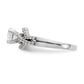 14k White Gold Peg Set Simulated Diamond Criss Cross Engagement Ring