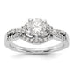 14k White Gold Peg Set Simulated Diamond Criss Cross Engagement Ring