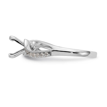14k White Gold Peg Set Simulated Diamond Criss Cross Engagement Ring