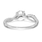 14k White Gold Peg Set Simulated Diamond Criss Cross Engagement Ring