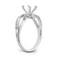 14k White Gold Peg Set Simulated Diamond Criss Cross Engagement Ring
