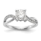 14k White Gold Peg Set Simulated Diamond Criss Cross Engagement Ring