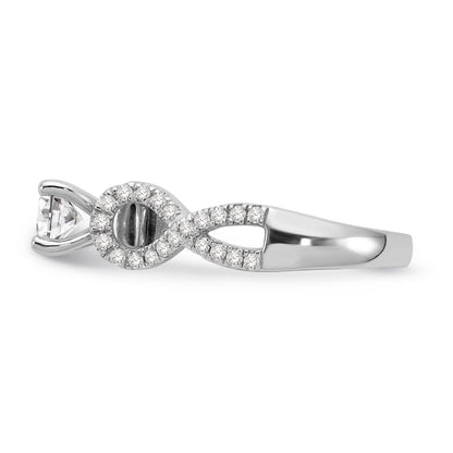 14k White Gold Peg Set Simulated Diamond Infinity Engagement Ring
