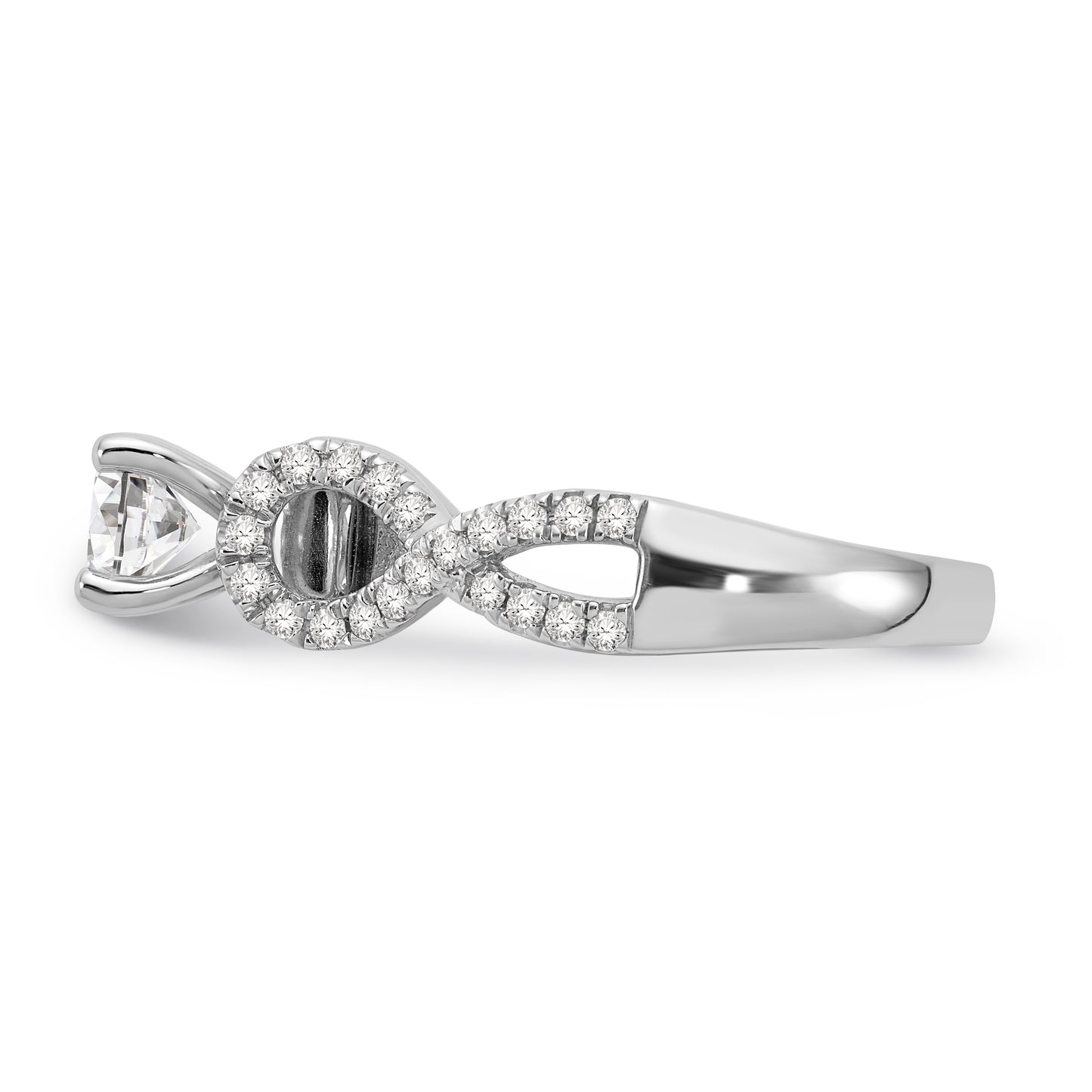 14k White Gold Simulated Diamond Infinity Engagement Ring