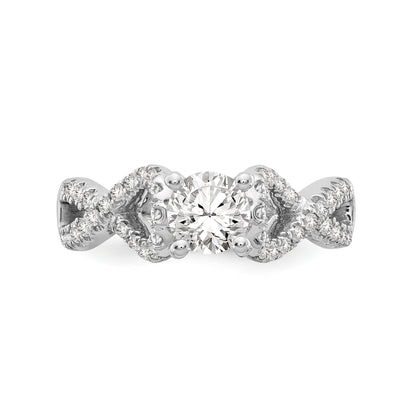 14k White Gold Peg Set Simulated Diamond Infinity Engagement Ring