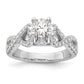 14k White Gold Peg Set Simulated Diamond Infinity Engagement Ring