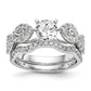 14k White Gold Peg Set Simulated Diamond Infinity Engagement Ring