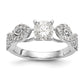 14k White Gold Peg Set Simulated Diamond Infinity Engagement Ring