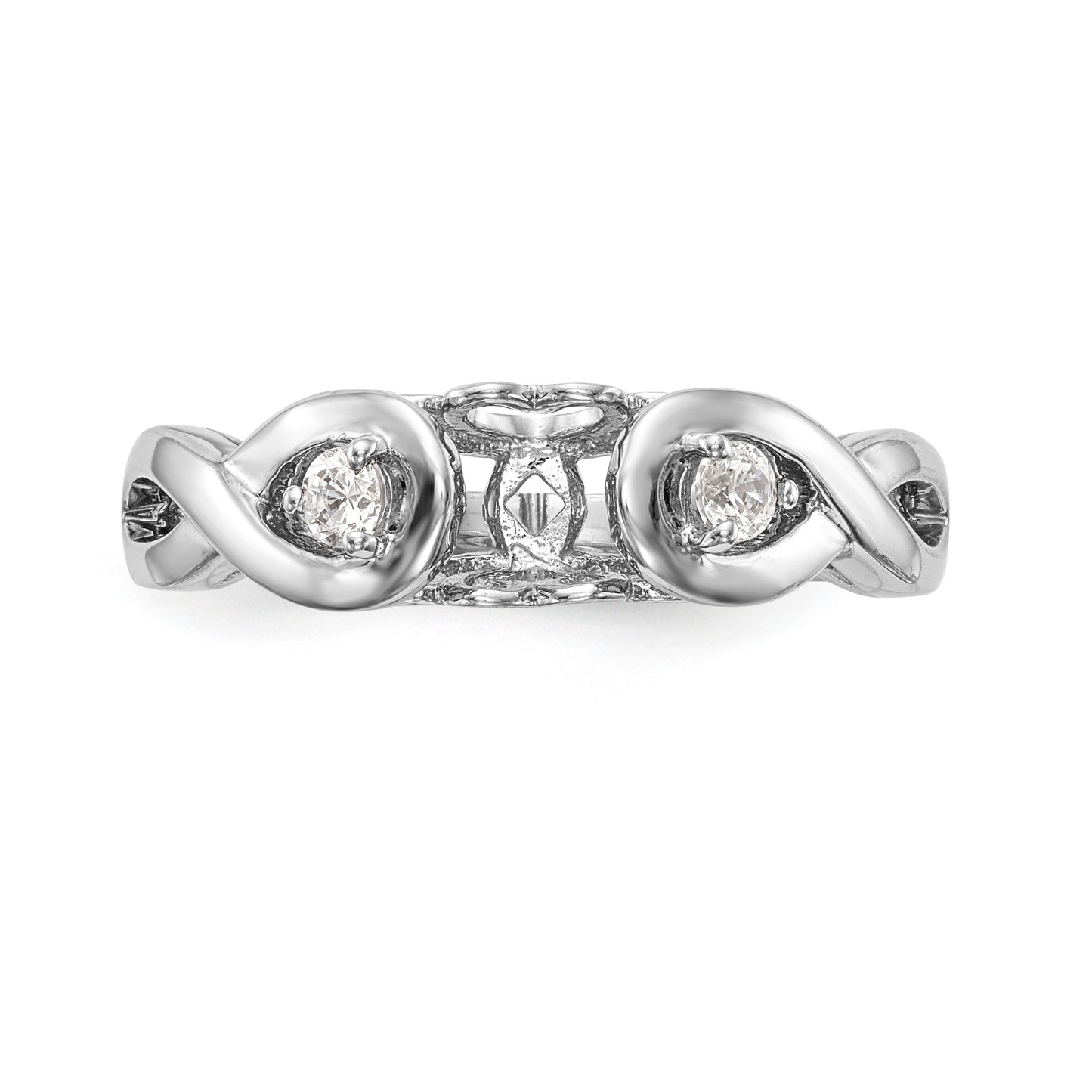 14k White Gold Peg Set Simulated Diamond Infinity Engagement Ring