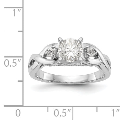 14k White Gold Peg Set Simulated Diamond Infinity Engagement Ring