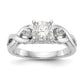 14k White Gold Peg Set Simulated Diamond Infinity Engagement Ring