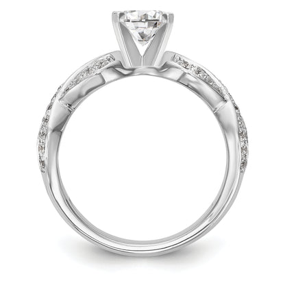 14k White Gold Peg Set Simulated Diamond Infinity Engagement Ring