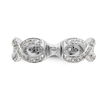 14k White Gold Peg Set Simulated Diamond Infinity Engagement Ring