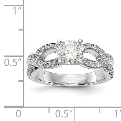 14k White Gold Peg Set Simulated Diamond Infinity Engagement Ring