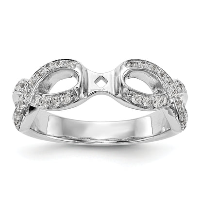 14k White Gold Peg Set Simulated Diamond Infinity Engagement Ring