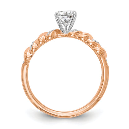 14k Peg Set Simulated Diamond Criss Cross Engagement Ring
