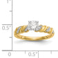 14k Peg Set Simulated Diamond Criss Cross Engagement Ring