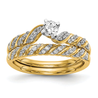 14k White Gold Peg Set Simulated Diamond Criss Cross Engagement Ring