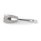 14k White Gold Peg Set Simulated Diamond Criss Cross Engagement Ring