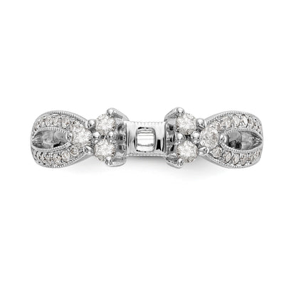 14k White Gold Peg Set Simulated Diamond Criss Cross Engagement Ring
