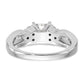 14k White Gold Peg Set Simulated Diamond Criss Cross Engagement Ring