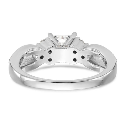 14k White Gold Peg Set Simulated Diamond Criss Cross Engagement Ring