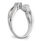 14k White Gold Peg Set Simulated Diamond Criss Cross Engagement Ring