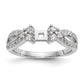 14k White Gold Peg Set Simulated Diamond Criss Cross Engagement Ring