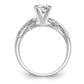 14k White Gold Peg Set Simulated Diamond Criss Cross Engagement Ring