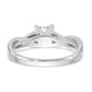14k White Gold Peg Set Simulated Diamond Criss Cross Engagement Ring
