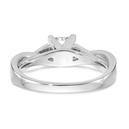 14k White Gold Peg Set Simulated Diamond Criss Cross Engagement Ring