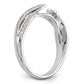 14k White Gold Peg Set Simulated Diamond Criss Cross Engagement Ring